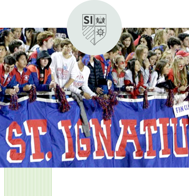 St ignatus Logo over photo school sports field