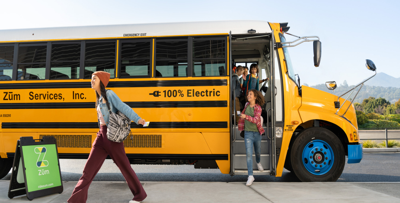 100% Electric School Bus & Students