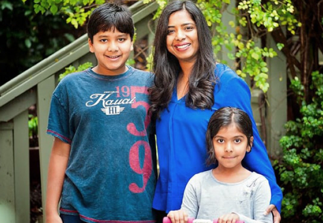Zum founder and CEO Ritu Narayan with her children